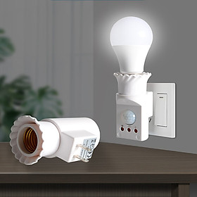 Mua Đui đèn cảm ứng hồng ngoại tự sáng khi phát hiện chuyển động tiêu chuẩn E27  chức năng hỗ trợ điều chỉnh - Kèm bóng 9W