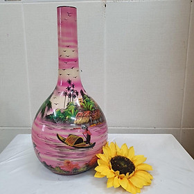 Mua Bình sơn mài cao cấp Thanh Bình Lê cắm hoa  trang trí  vẽ cảnh đồng quê yên bình