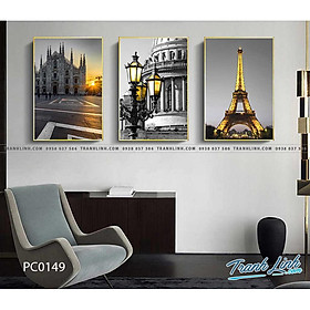 Mua Bộ 3 tranh canvas kiến trúc đẹp tone màu vàng đen