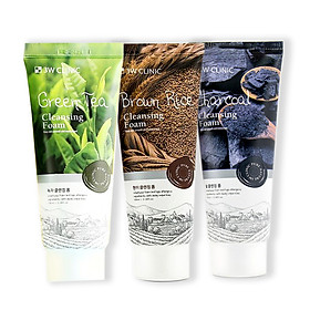 Combo sáng da, sạch mụn, làm trắng và phục hồi tái tạo da gồm sữa rửa mặt chiết xuất từ than hoạt tính 3W CLINIC CHARCOAL, sửa rữa mặt chiết xuất từ trà xanh 3W CLINIC GREEN TEA, sửa rữa mặt làm chiết xuất từ lúa mạch 3W CLINIC BROWN RICE - Hàn Quốc Chính Hãng