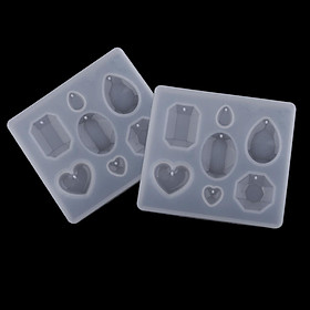 2 Piece Silicone Casting Molds for DIY Necklace Tools 7 Shapes Pendant Molds