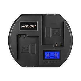 Ổ Sạc Nhanh Andoer Màn Hình LCD Đầu Cắm USB Cho Pin Nikon EN-EL15 Cho Máy Ảnh Nikon D750 D7200 D7100 D7000 D610 D800 D810 (2 Khe) Đen