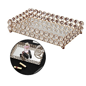 Decorative Makeup Vanity Trays Crystal Mirrored Cosmetic Jewelry Trinket Ornate Perfume Plate for Dresser - 3 Sise