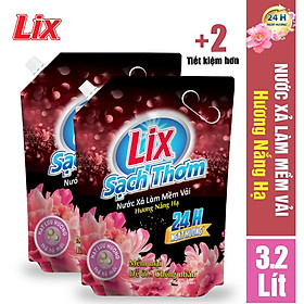 COMBO 2 túi nước xả vải Lix sạch thơm hương nắng hạ 2 túi x 3.2 lít L17603