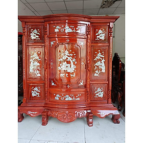 Mua Tủ thờ bụng phệ gỗ tràm bông vàng bàn thờ gỗ bàn thờ gia tiên ngang 1m07-1m27-1m48-1m60   (0988587165)