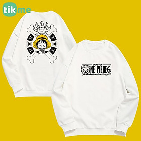 Áo nỉ sweater dáng rộng Luffy One Piece áo hai mặt size XS-2XL