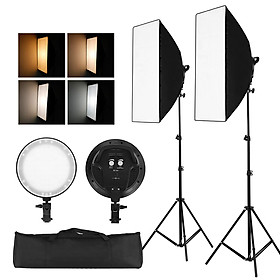 Professinal Studio Photography Softbox LED Light Kit Including 50*70cm Softboxes 45W Bi-color Temperature 3200K-6400K