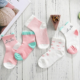 Set 5 đôi Tất vớ cotton cho bé thấm hút mồ hôi hiệu quả