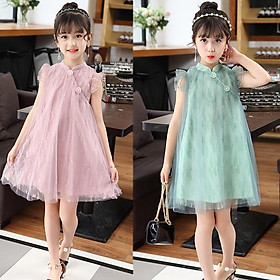 VL1Size 140-160 (20-35kg)Đầm cho bé gái, kiểu dáng công chúaThời trang trẻ Em hàng quảng châu