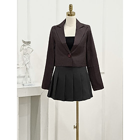 Áo blazer croptop nữ TKFashion họa tiết kẻ caro dáng ngắn dễ phối đồ, chất liệu dày dặn - Vest k256