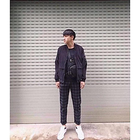  Quần baggy caro unisex WIND Caro, quần baggy ống suông caro ullzang WIND