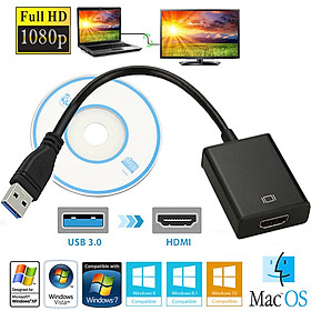 Cáp chuyển đổi tín hiệu âm thanh hình ảnh từ đầu USB 3.0 sang HDMI 1080P cho PC/Laptop/HDTV/TV