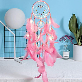 Đồ Treo Trang Trí Dreamcatcher Lông Vũ Lớn Màu Hồng MS003