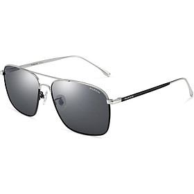 PARZIN classic double beam fashion polarized sunglasses male texture metal driving sunglasses male 8174A silver frame black gray piece