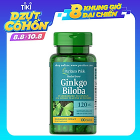 Thực Phẩm Chức Năng - Viên Uống Tuần Hoàn Não Puritan'S Pride Premium Herbal Sure Ginkgo Biloba 120Mg (100 Viên)