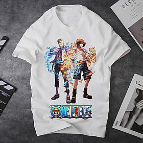 Áo thun Nam Nữ Không cổ ONEPIECE CẶP ĐÔI LỬA BĂNG MSOP-25 mẫu mới cực đẹp, có size bé cho trẻ em / áo thun Anime Manga Unisex Nam Nữ, áo phông thiết kế cổ tròn basic cộc tay thoáng mát