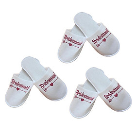 3 Pairs Wedding Party Slippers Disposable Rose Red