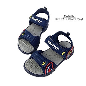 Dép sandal bé trai KENTO xanh navy quai hậu kiểu dán êm nhẹ chống trơn trượt cao cấp phù hợp cho trẻ em học sinh tiểu trung học 6, 7, 8, 9, 10, 11, 12, 13, 14, 15 tuổi đi học đi biển màu hè NHÍM SHOP ST82