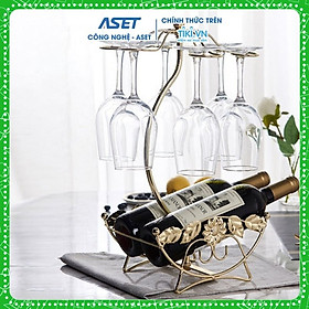 Mua Kệ Treo 6 Ly Rượu Vang Kèm Kệ Đỡ Chai Phong Cách Cổ Điển