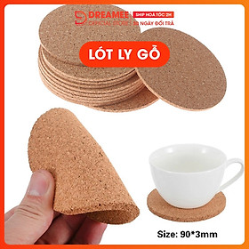 Miếng Lót Ly Hình Tròn Bằng Gỗ Bần Tự Nhiên
