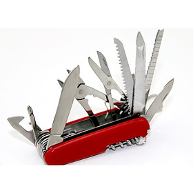 Móc khóa đa năng, nhỏ gọn tiện lợi tích hợp mang theo khi đi du lịch, dã ngoại 17 chức năng trong 1( Tặng kèm miếng thép 11in1 để ví da )