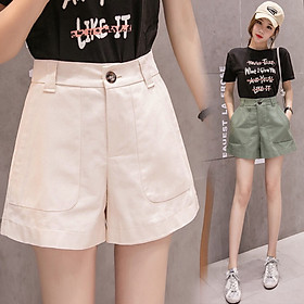Quần short nữ ống rộng lưng cao có túi rộng độc đáo siêu xinh, quần đùi ngắn bigsize chất vải kaki cao cấp mặc ở nhà đi chơi dạo phố vào mùa hè