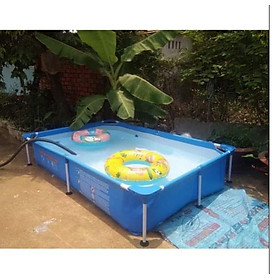 Mua Bể bơi khung kim loại chữ nhật 56401 - Hồ bơi lắp dựng  Bể bơi gia đình  bể bơi cho bé  bể bơi người lớn  hồ bơi ngoài trời 221cm x 150cm x 43cm