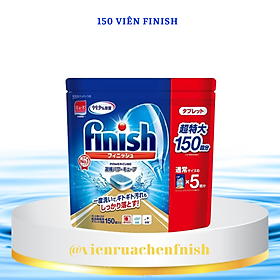 Túi 150 Viên Nước Rửa Chén Bát Finish Diệt Khuẩn 99,99% Nội Địa Nhật Bản (Tặng Khăn Lau)