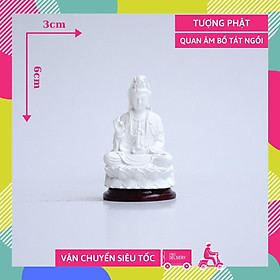 Tượng Phật Bà Quan Thế Âm Bồ Tát ngồi trắng ngà - Cao 6cm