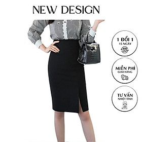 Chân váy bút chì dáng ngắn dài 56cm xẻ tà trước duyên dáng vải kaki thun co giãn - New Design