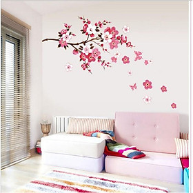 Decal trang trí tường - Cành đào trắng hồng A.H