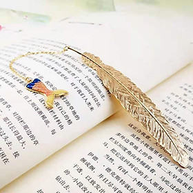 Bookmark Kim Loại Đánh Dấu Sách Hình Lông Vũ Dây Treo - Đuôi Cá