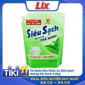 Túi Nước Rửa Chén Lix Siêu Sạch Hương Trà Xanh 3.5Kg N8101