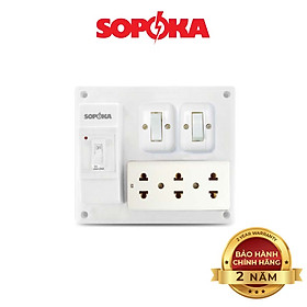 Bảng điện nổi SOPOKA BN21 3 ổ cắm, 2 công tắc,1 cầu giao