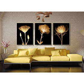 Mua Bộ tranh 3 Bức - Tranh treo tường  phòng khách- Tranh 3D Hiện Đại HD5abc /Gỗ MDF cao cấp phủ kim sa/ Chống ẩm mốc  mối mọt/Bo viền góc tròn