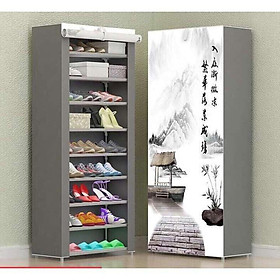 TỦ VẢI 3D ĐỰNG GIÀY dép 9 tầng 10 ngăn khung inox cao cấp mẫu mã đẹp hơn hẳn kệ để giày bằng gỗ