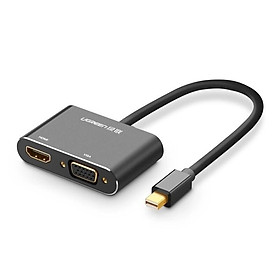 Ugreen UG20422MD115TK Màu Đen Bộ chuyển đổi Mini DP sang HDMI + VGA vỏ nhôm - HÀNG CHÍNH HÃNG