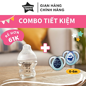 COMBO Bình sữa thủy tinh ty siêu mềm tự nhiên Tommee Tippee Closer to