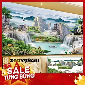 Mua iii8229Tranh đinh đá Phong Cảnh đắc tài đắc lộc 200x98cm