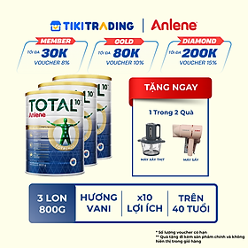Combo 3 TPBS Anlene TOTAL 10 lon 800g Tặng máy sấy tóc hoặc máy xay thịt