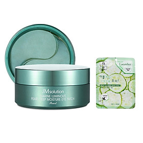 Mặt Nạ Giảm Thâm Quầng Mắt Ngọc Trai JM Solution Marine Luminous Pearl Deep Moisture Mask 90g/60pcs + Tặng Kèm 1 Mặt Nạ Dưỡng Da Dưa leo 3W Clinic