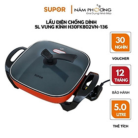 (HÀNG CHÍNH HÃNG) Nồi lẩu điện Fast Cooking Supor H30FK802VN-136 - 5L, 1360W