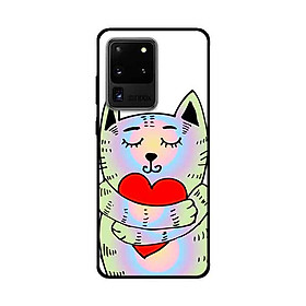 Ốp Lưng Dành Cho Samsung Galaxy S20 Ultra mẫu Mèo Tim - Hàng Chính Hãng
