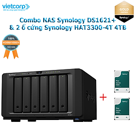 Mua Combo Thiết bị lưu trữ NAS Synology DS1621+ và 2 Ổ cứng Synology HAT3300-4T Hàng Chính Hãng