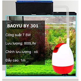 Máy bơm hút đáy BAOYU BY-301 7.5W bơm chìm hút cặn 360 độ bể cá cảnh thủy sinh BY301 - BY301 - 7.5W, 800L/Hr