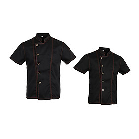 2-pack Chef Jacket Summer Short-sleeved Baker's Jacket Catering Workwear Buttons Chef Jacket Coat Restaurant Chef Uniform XL / 2XL