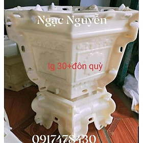 Khuôn đúc chậu lục giác rộng 30 cao 22 mẫu hoa kèm chân quỳ nhựa abs hàng dày dặn