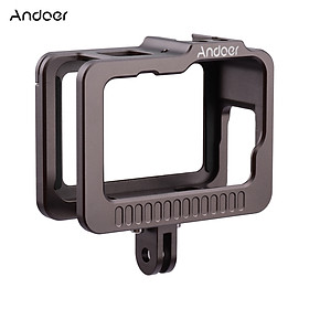 Andoer Camera Cage Camera Housing Case with Removable Back Door Double Cold Shoes Replacement for GoPro 9 Black Action