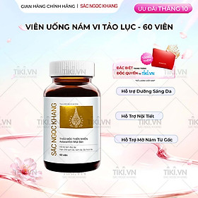 Viên uống Sắc Ngọc Khang Vi tảo lục (60 viên) giúp trẻ hóa làn da xua tan vết nám, hỗ trợ cân bằng nội tiết tố, bổ huyết, điều kinh, hỗ trợ giảm các triệu chứng tiền mãn kinh