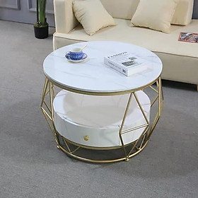 Mua Bàn trà tròn mặt đá 2 tầng BTMSF12 Tundo cao cấp